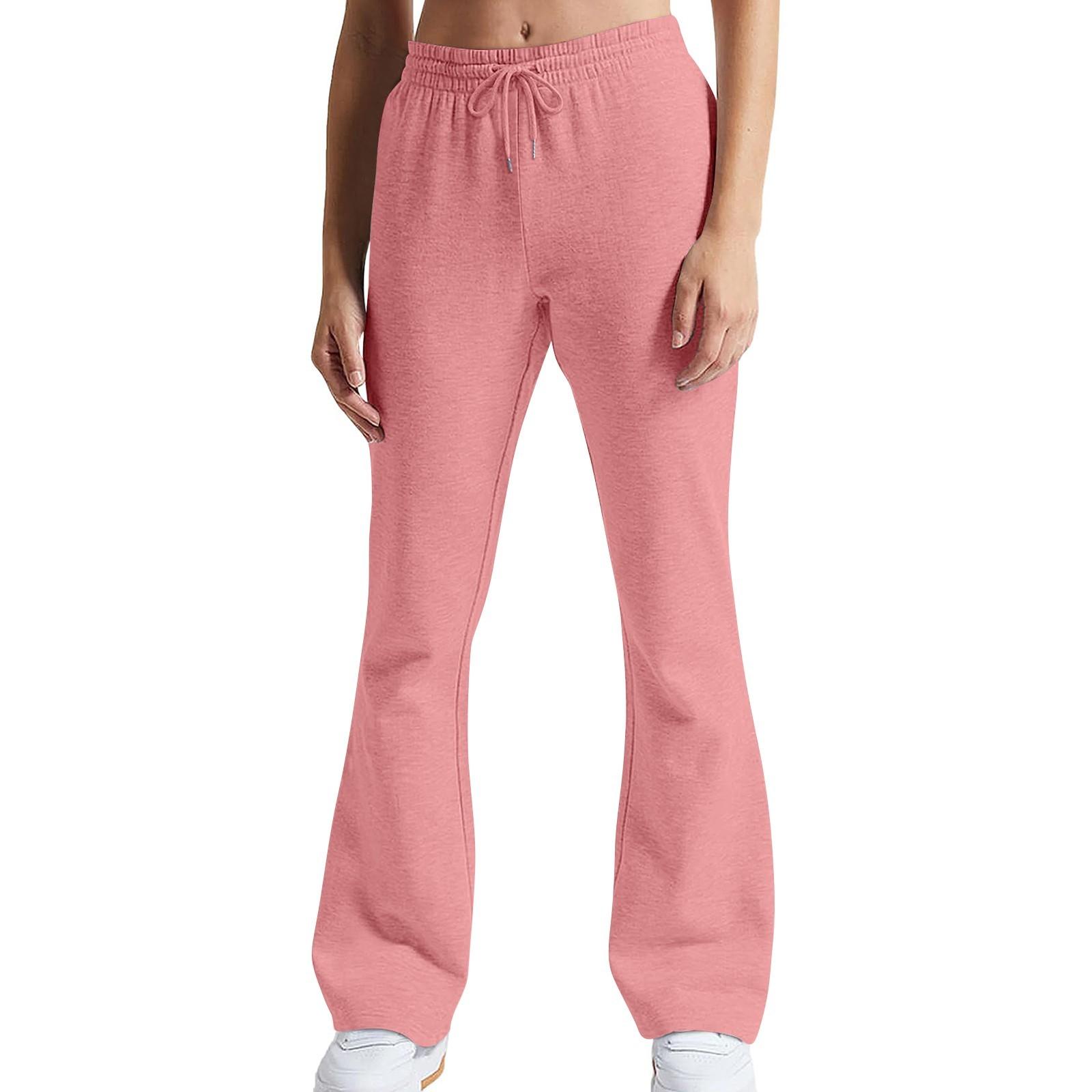 

Женские расклешенные спортивные штаны с высокой посадкой, широкие спортивные штаны на кулиске XL розовый