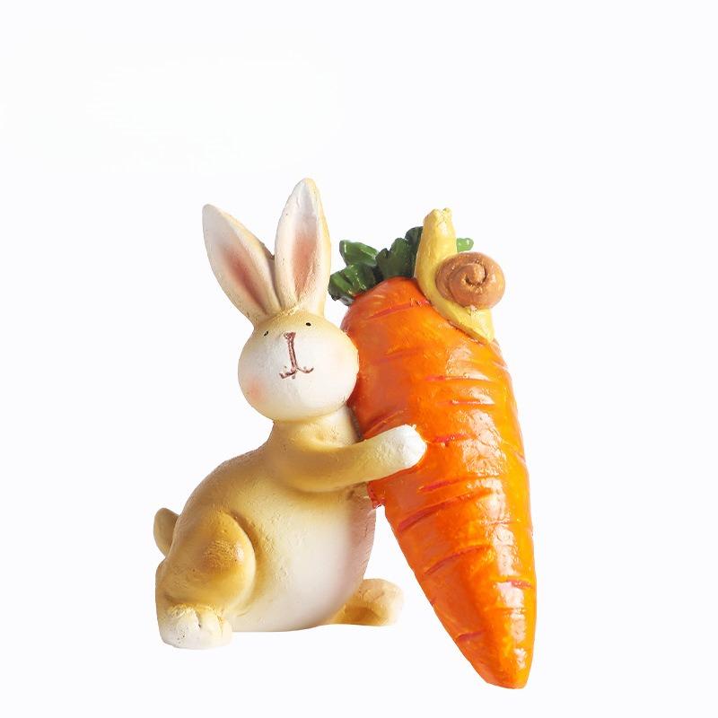

Easter Decorations, Cute Easter Bunnies Holding Carrots Resin Figurines, Home Wine Cabinet Holiday Gifts carry the radish