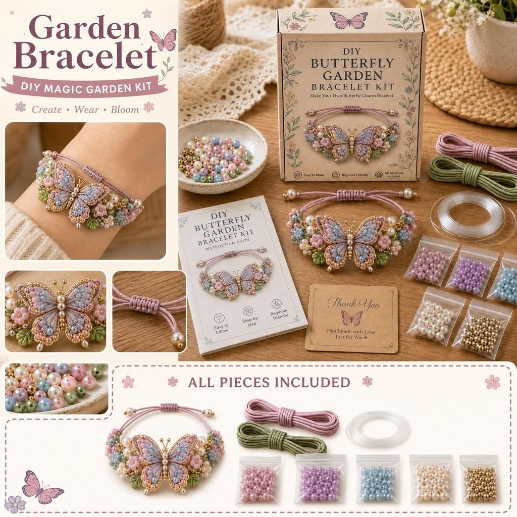Damen Garten Armband Set - Charm Armbänder für Damen, Verstellbares Perlen Schmuck Geschenk Set