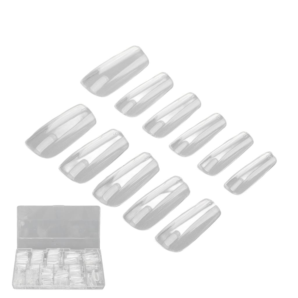 500pcs Nail Tip Professional Home Salon Portable DIY Transparent Fake False Nail Set Accessory for Women