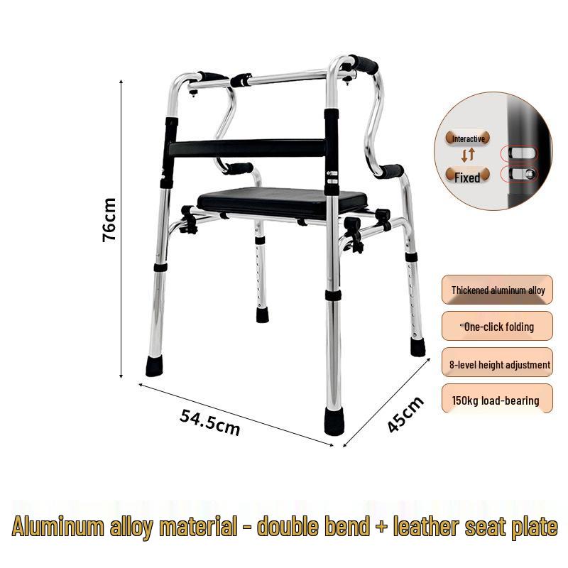 Rehabilitation Walking Trainer and Handrail Frame for Elderly - Four-Legged Crutch Aid