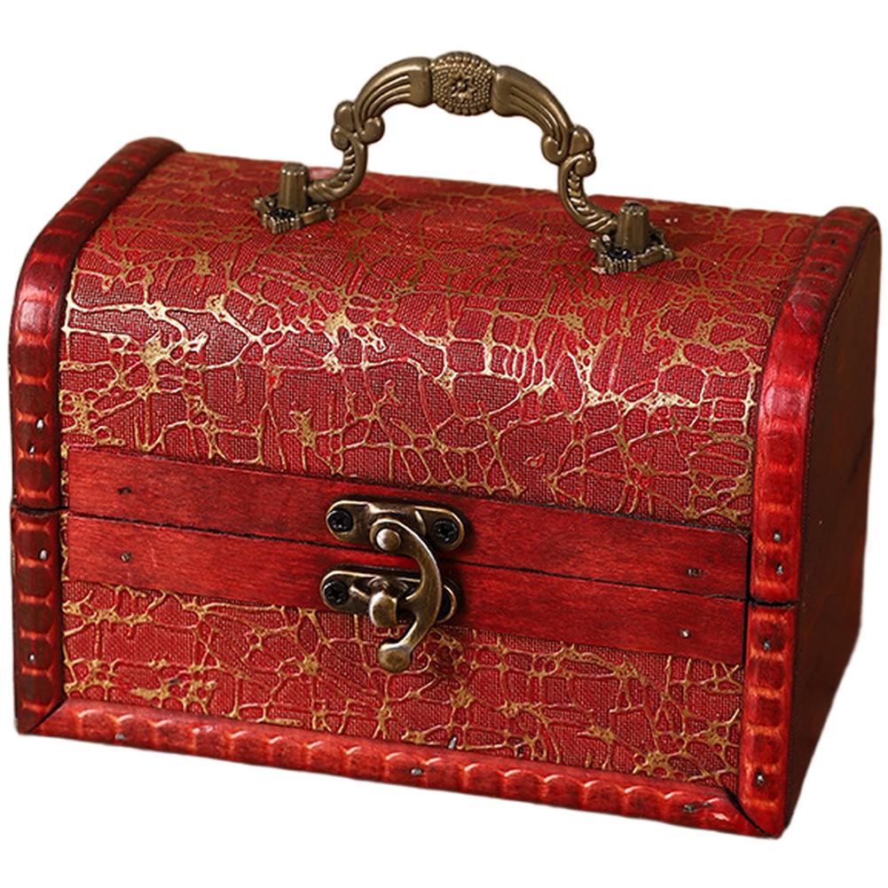 1Pcs Vintage Jacquard Wooden Storage Box Antique Jewelry Organizer Portable Handled Jewelry And Small Trinkets Storage Case