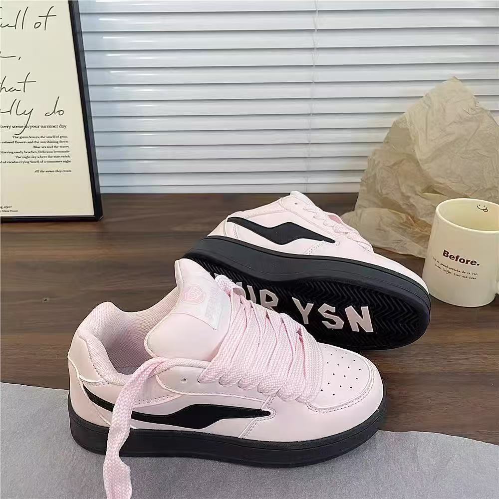 Light yellow color matching simple niche bread shoes ins trendy spring new student board shoes