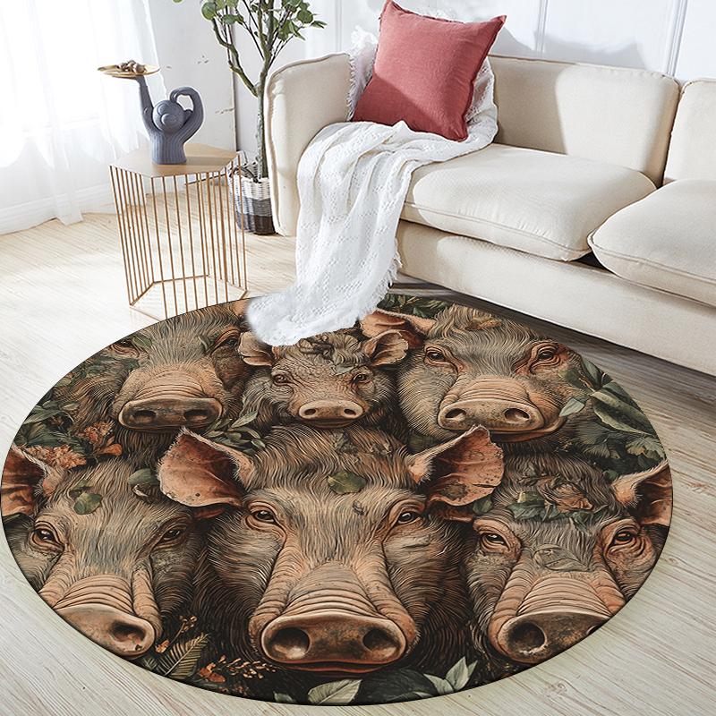 

Warthog and Plants pattern round rug,Carpet Rug for Living Room Bedroom Playroom ,Non-slip Floor Mat,Holiday Gifts and Birthday Gifts. 80cmx80cm