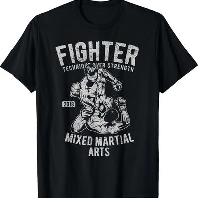 Vintage Retro MMA Shirt Männer Jungen Kämpfer Mixed Martial Arts T-Shirt