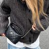 New Lunch Box Bag, Caviar Cowhide Rhombus Chain Bag, Ball Pattern Leather Single Shoulder Crossbody Small Bag for Women