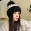 Autumn and Winter Hat Female Cute Hairball Cold Hat Rabbit Fur Fleece Warm Hat