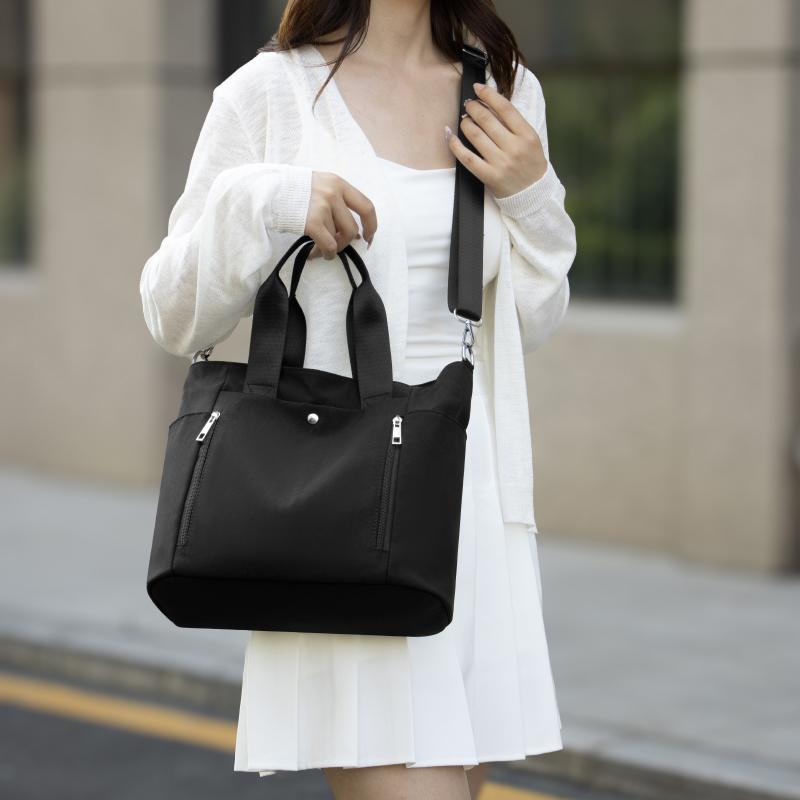 Women's Large Capacity Tote Bag Solid Color Shoulder Bag Water-Repellent Crossbody Bag