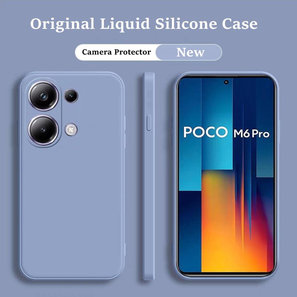 Για Θήκη Poco M6 Pro Για Xiaomi Poco M6 Pro Θήκες Coque Μαλακή Πρωτότυπη Υγρή Σιλικόνη Κάμερα Πλήρης Κάλυψη Πίσω Θήκη Poco M6 Pro