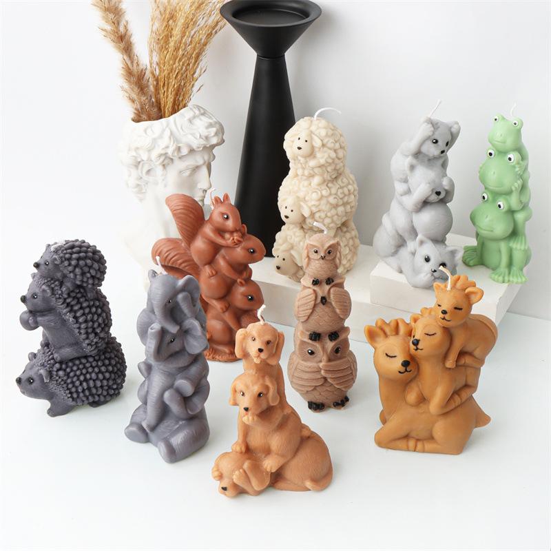 3D Cute Stacked monkey candle silicone mold lovely animalcake chocolate silicone mold rabbit tortoise bear resin silicone mold