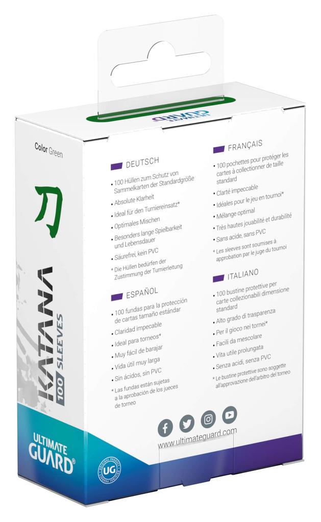 Ultimate Guard Katana Sleeve Standard Size 100 Card Sleeves Green