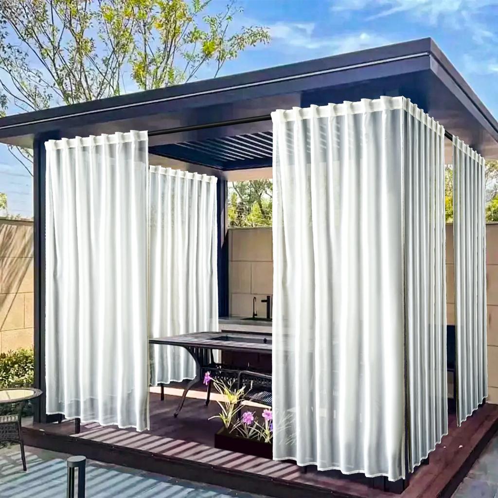 1PC Waterproof Outdoor Curtains Lightweight Semi-Transparent Partition Curtain Perfect for Living Room Porch and Pergola Decor