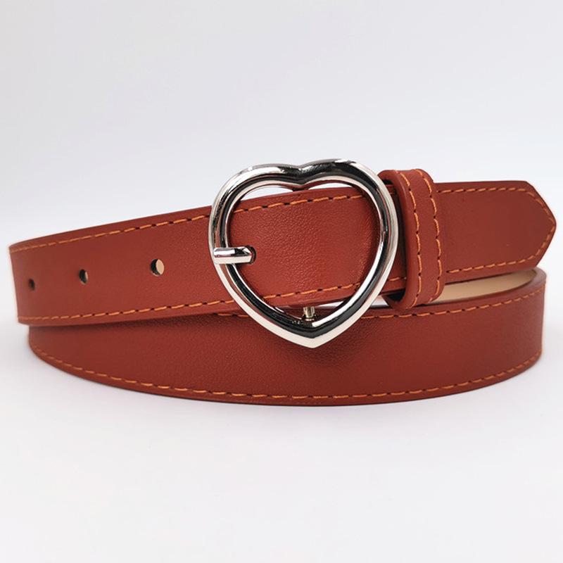 Simple New Love Alloy Pin Buckle Women's Belt Glossy Versatile Clothing Decoration PU Belt