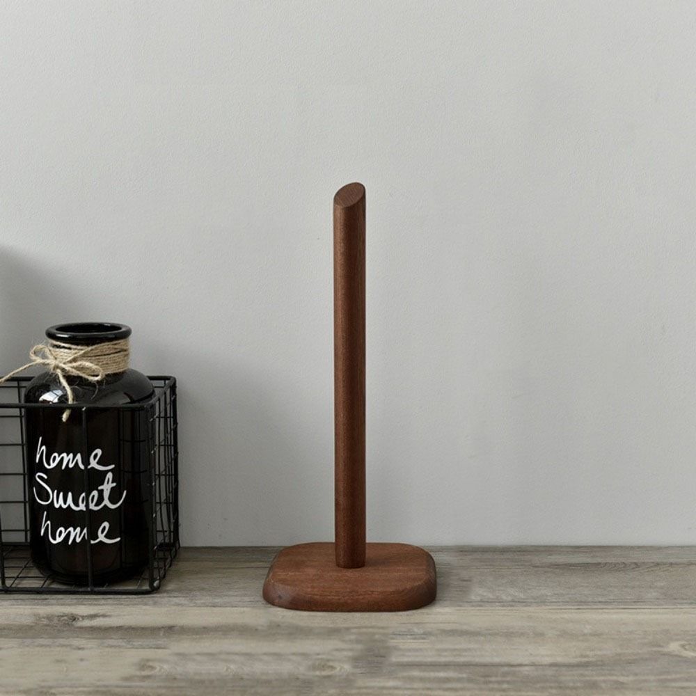 Drewniany pionowy uchwyt na papier w rolce Oszczędzający miejsce Stojak do zawieszania kubków Stojak do przechowywania chusteczek Użycie w kawiarni