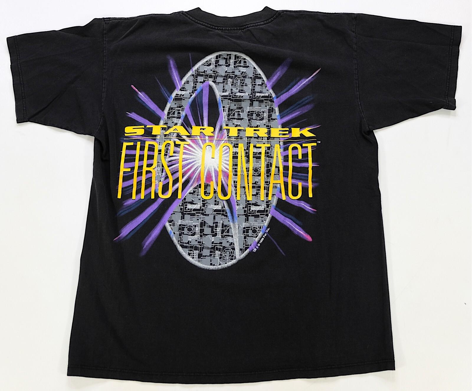 Rare Vintage Star Trek First Contact 1996 Sci-fi Film Promo T Shirt 90s Black XXXL