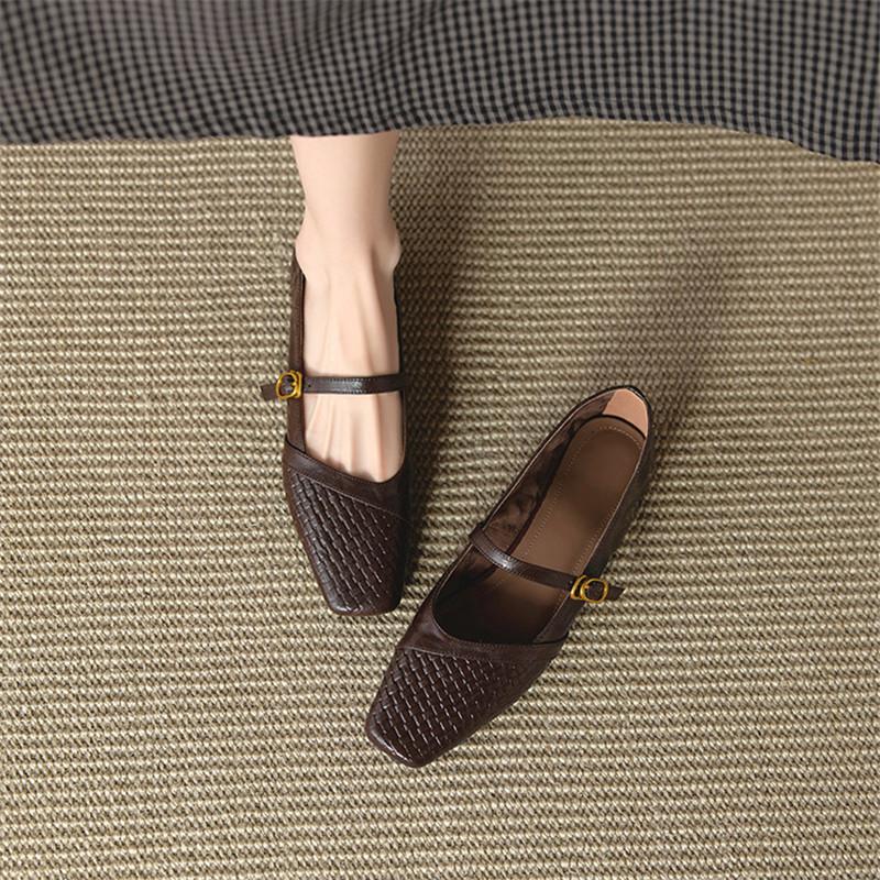 Fashion New Spring/autumn Genuine Leather Women Shoes Mary Jane Shoes Square Toe Shoes for Women Fashion Buckle Low Heel Women Pumps