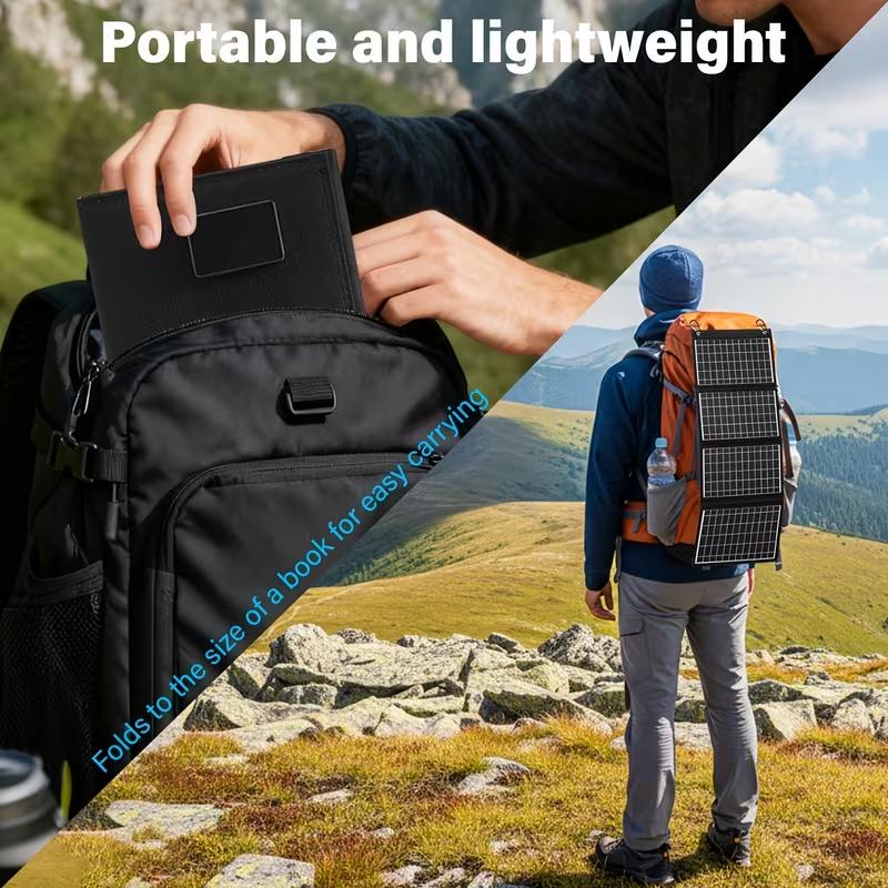 40W Foldable Solar Panel Monocrystalline Silicon Portable Solar Charger with USB Type-C DC Output for Outdoor Camping Hiking Travel Fishing Emergency