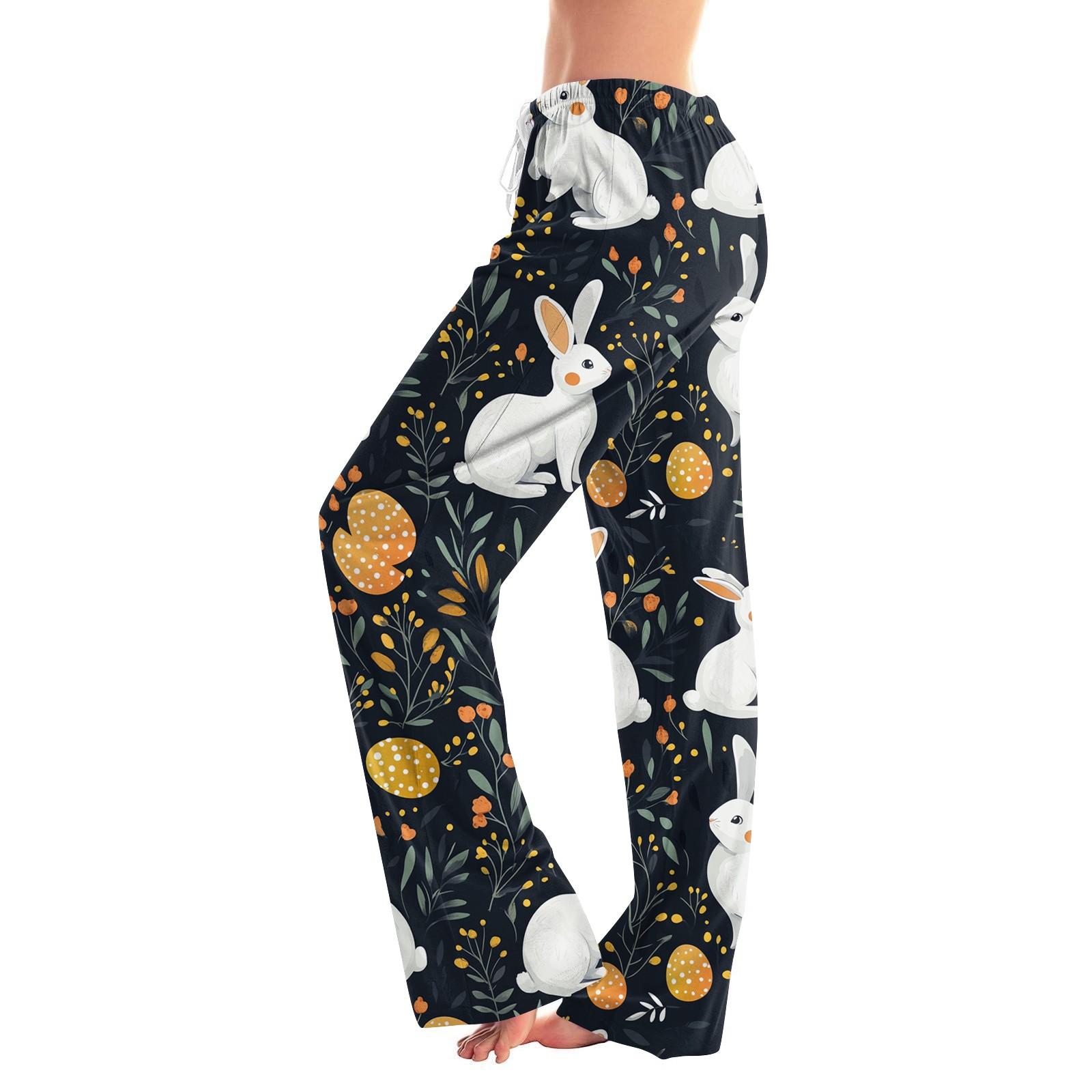 

Women s Easter Egg Printed Casual Straight Pants Home Casual Pants S