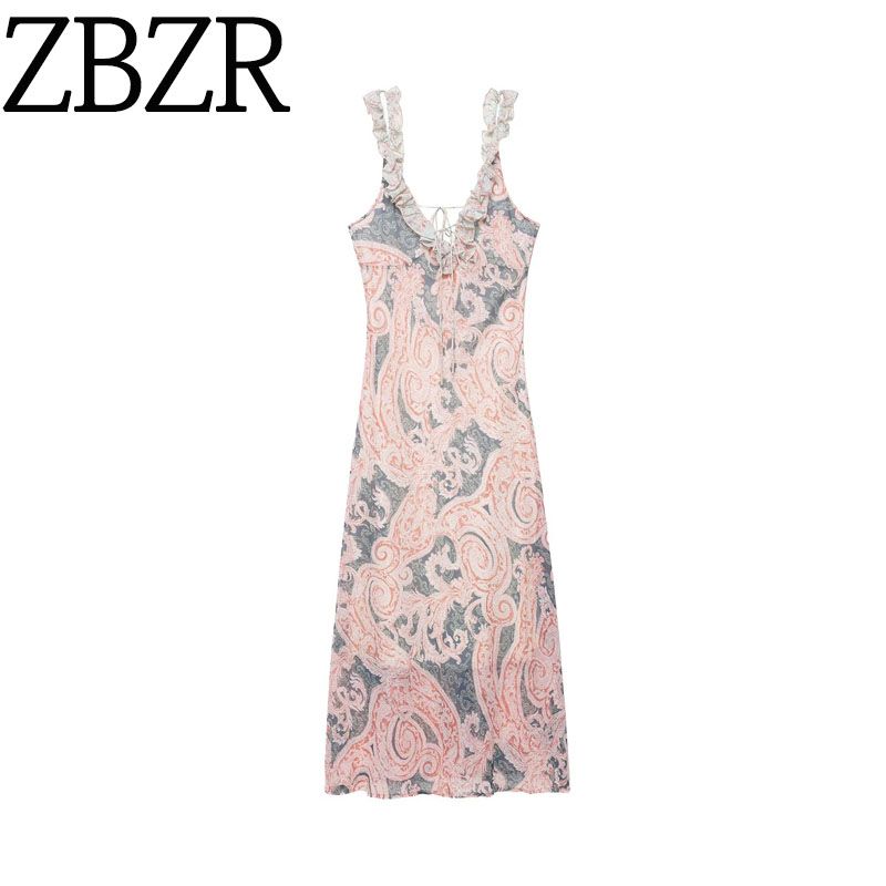 Za Spring New Arrivals Women's Clothing Zr European and American Style Fashionable Versatile Sleeveless Slimming Printed Dress 3545575