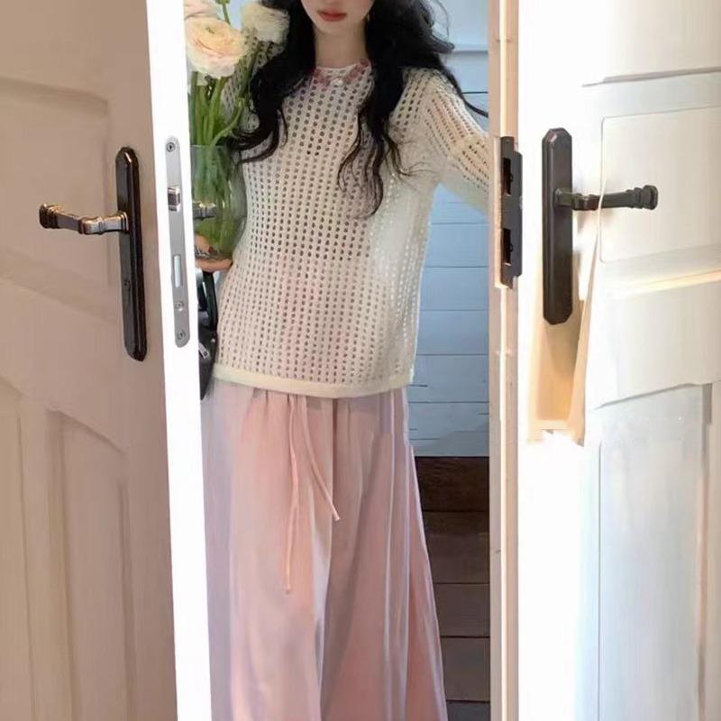 Knitted Women's Shirt Spring and Summer New Hollow Out Beach Long Sleeve Women's Casual Blouse Fashion Vacation Sexy Loose Woman Sunscreen Cover Tops