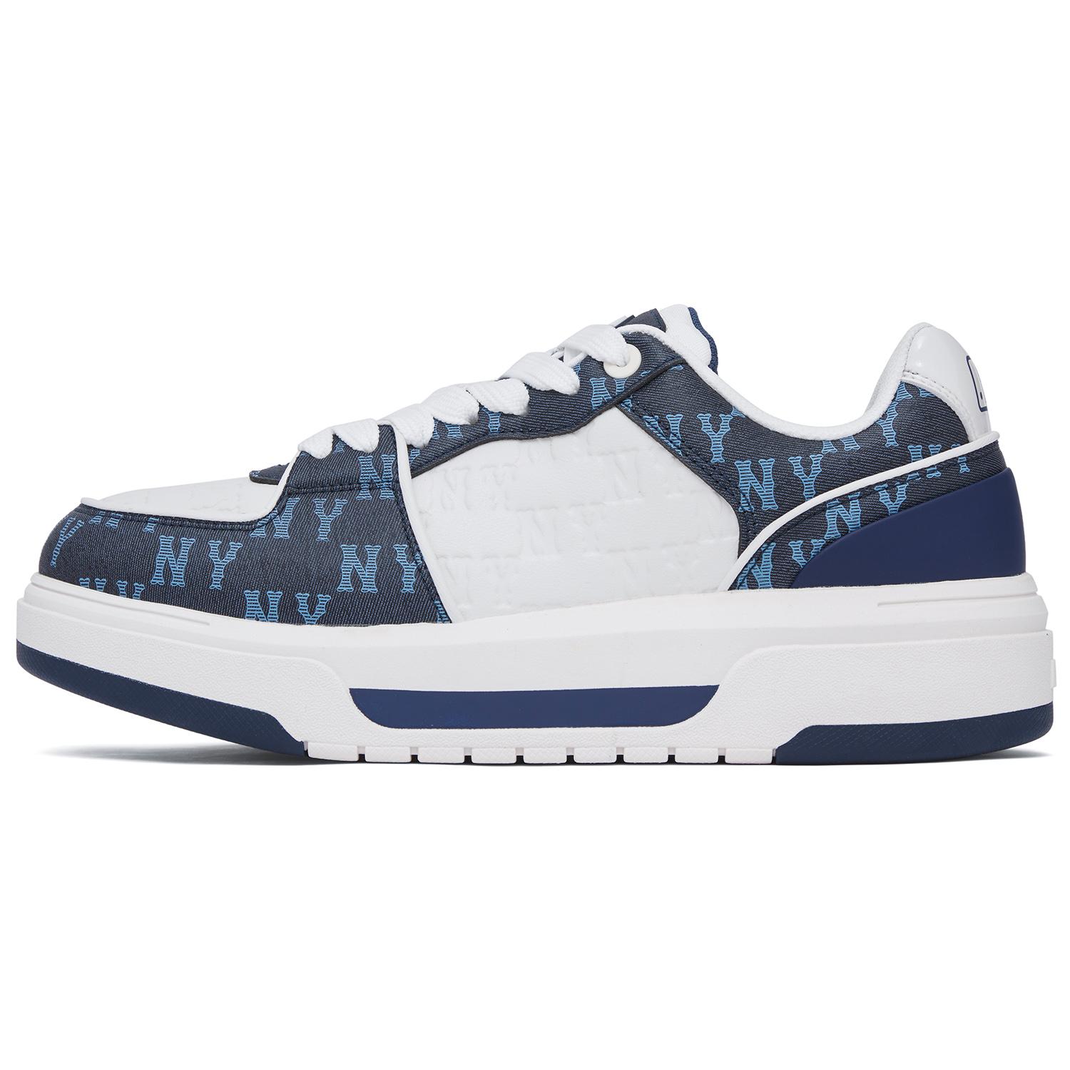 MLB Chunky Liner Imitation Denim Graviertes Logo Low-Top Freizeitschuhe Unisex Sneaker Dunkelblau 3ASXCMN4N-50NYS 40.5 white