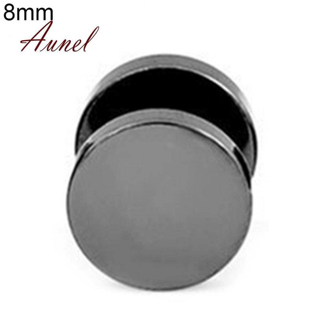 Punk Round Black Stainless Steel Ear Stud Piercing Earrings 3mm - 14mm