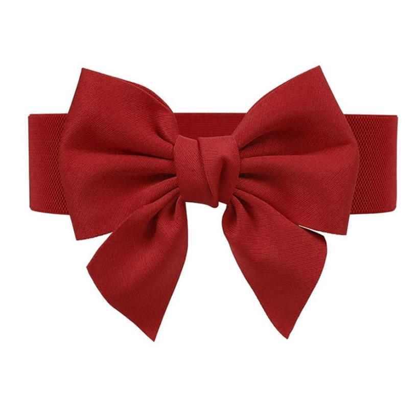 Vintage Bow Knot Elastic Waist Belt for Dress Women Elegant Stretchy Wide Waistband Cinch Belt