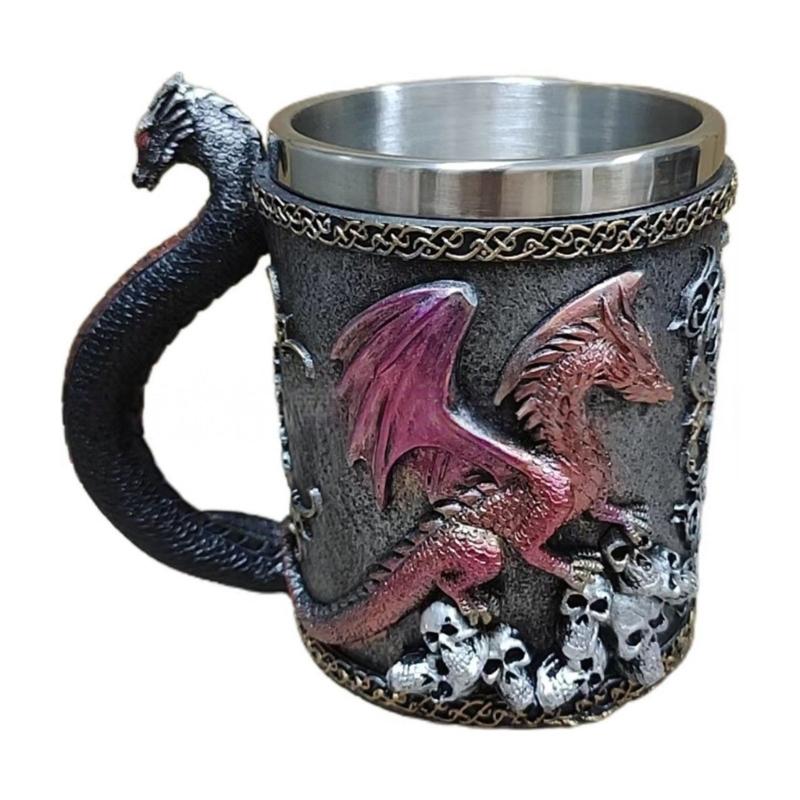 

Stainless Steel Insulated Mug with Handle Elegant Gothic Drinkware for Coffee Tea and Office Use красный