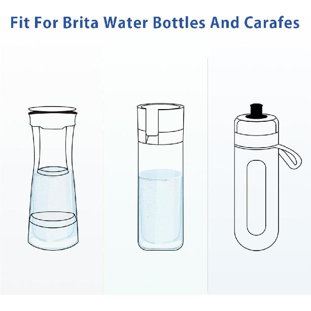 Micro Disc Water Filter Discs for Brita Fill and Go Water Filter Bottles Carafes, Reduce Chlorine, Microparticles and Other Impurities (Pack of 4)