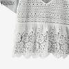 ZANZEA Women Casual Lace Patchwork Fake Two Piece Short Sleeve T-Shirts