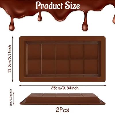 Dubai Chocolate Bar Mold Silicone Chocolate Bar Mold, Deep Rectangular, Large-sized Filling Bar