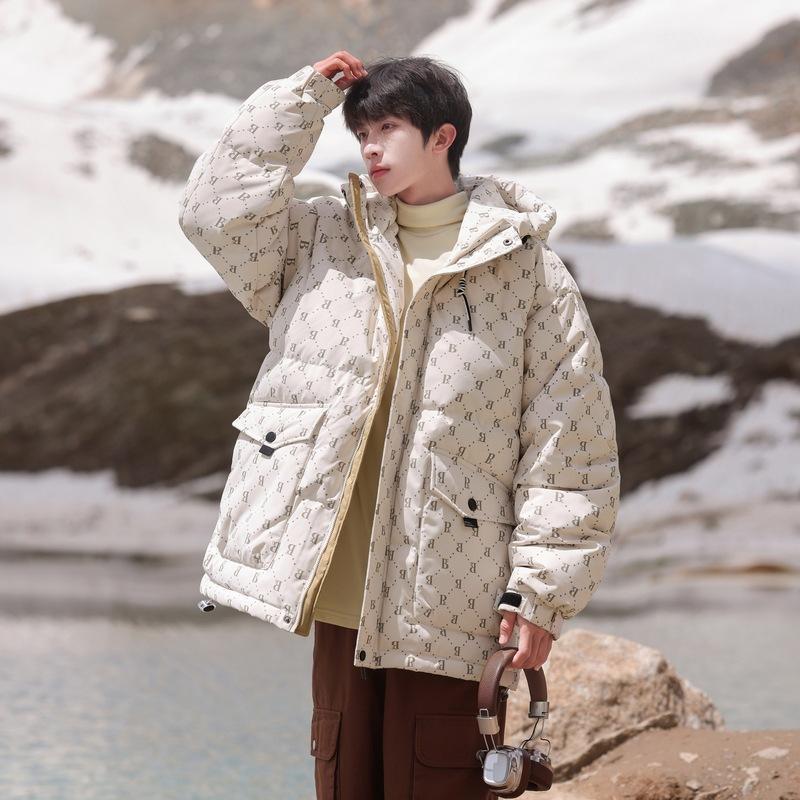 Winter new duck down jacket temperament versatile thickened men's and women's short fashion hooded jacket