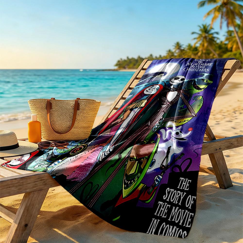 Christmas Nightmare Beach Towel Quick-Dry Soft Microfiber Comfortable Lightweight Perfect for Traveling Yoga Camping and Swimming