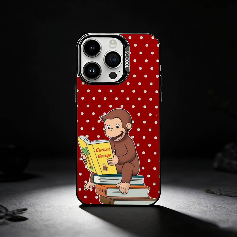 Mokey C-Curious G-Georges Phone Case For iPhone 17,16,15,14,13,12,11 Plus,Pro Max,XS,Colored silver phone case
