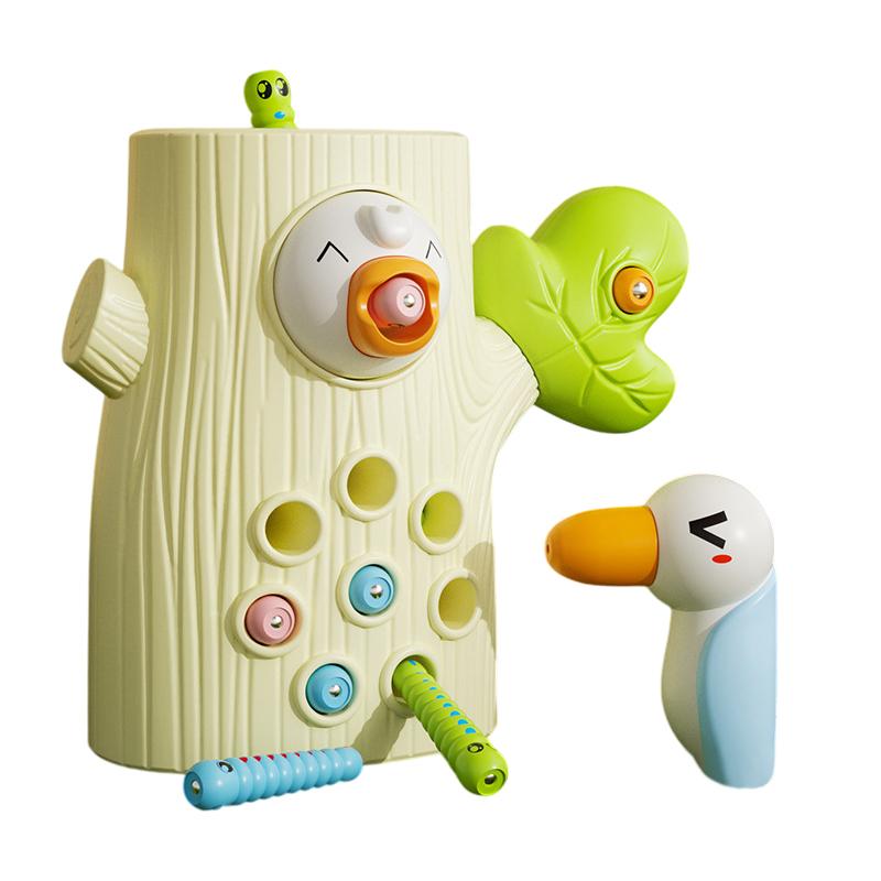 Toys For Ages 2-4; Montessori Toys, Fine Motor Skills Toddler Toys Age 2-4, Woodpecker Worm Toy Magnetic Bird Feeding Game