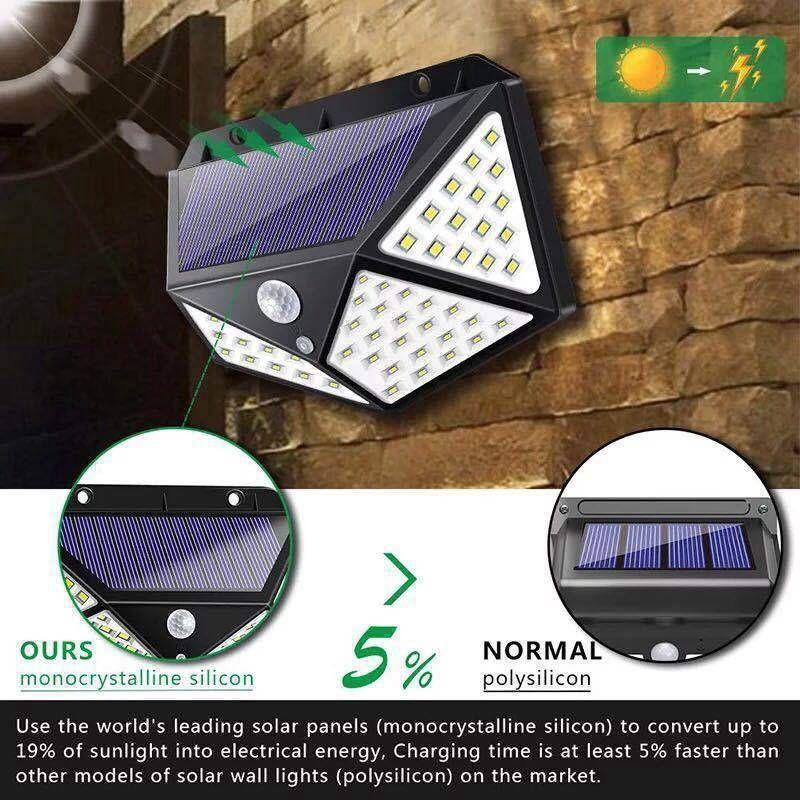 1-4Pcs 100 LED Solar Wall Light Outdoor Solar Lamp PIR Motion Sensor Solar Powered Sunlight Street Lantern for Garden Decoration
