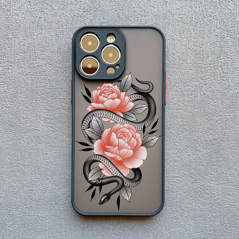 Creative Simple Style Snake Flower Phone Case for Iphone 15 14 16 Pro Max 11 12 13 Mini Pro Max X XR XS 7 8 Plus Shockproof Case