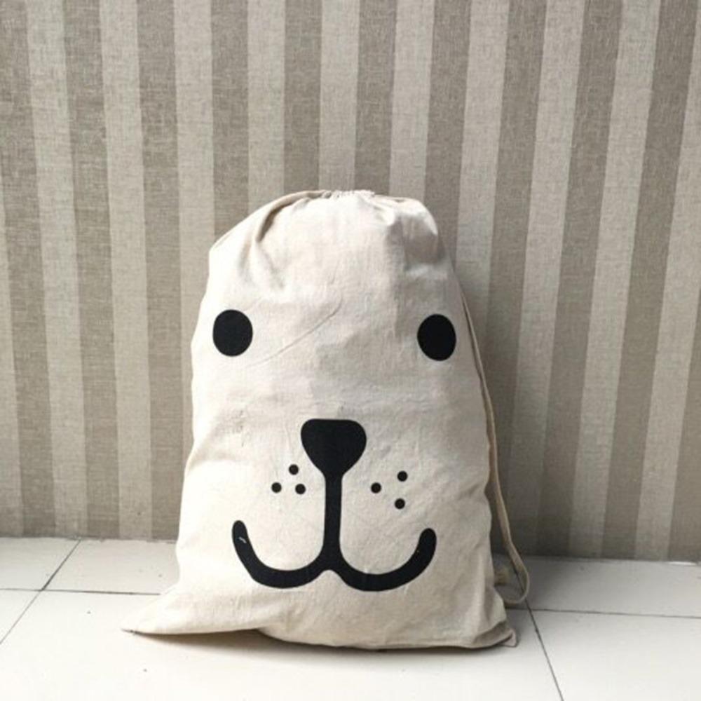 Printing Fabric Laundry Bag Cotton and Linen Drawstring Duffle Bag Durable Storage Bag