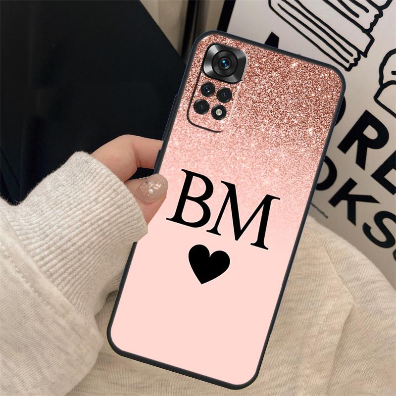 Personalised name initial Cover For Xiaomi Redmi Note 12 11 Pro 8 9 10 Pro 12S 10S 11S 9S Redmi 12 9C 10C 12C Case