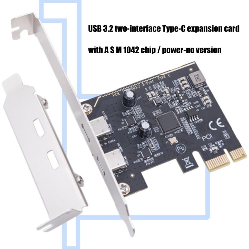 Two USB 3.2 Gen1 Type C PCIExpress Expansion Card ASM1042 Chipset Fast Speed 5Gbps for Desktop