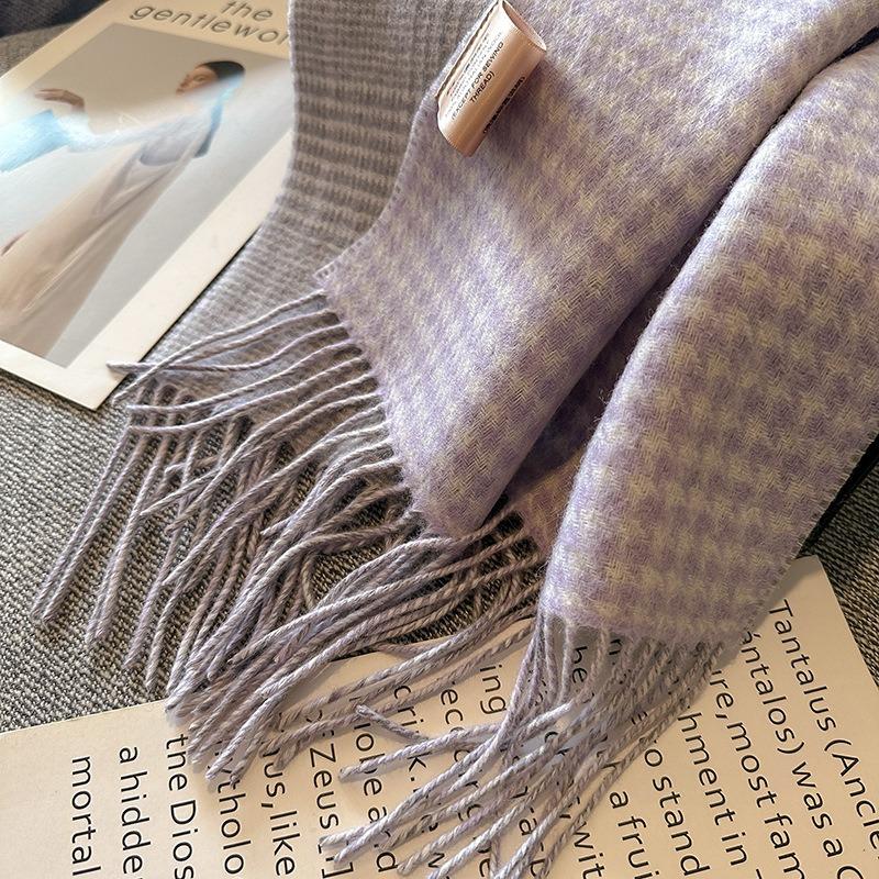 Pure Wool Classic Scarf Women's Winter Versatile Thickened Long Shawl Dual-purpose Male and Female Couples