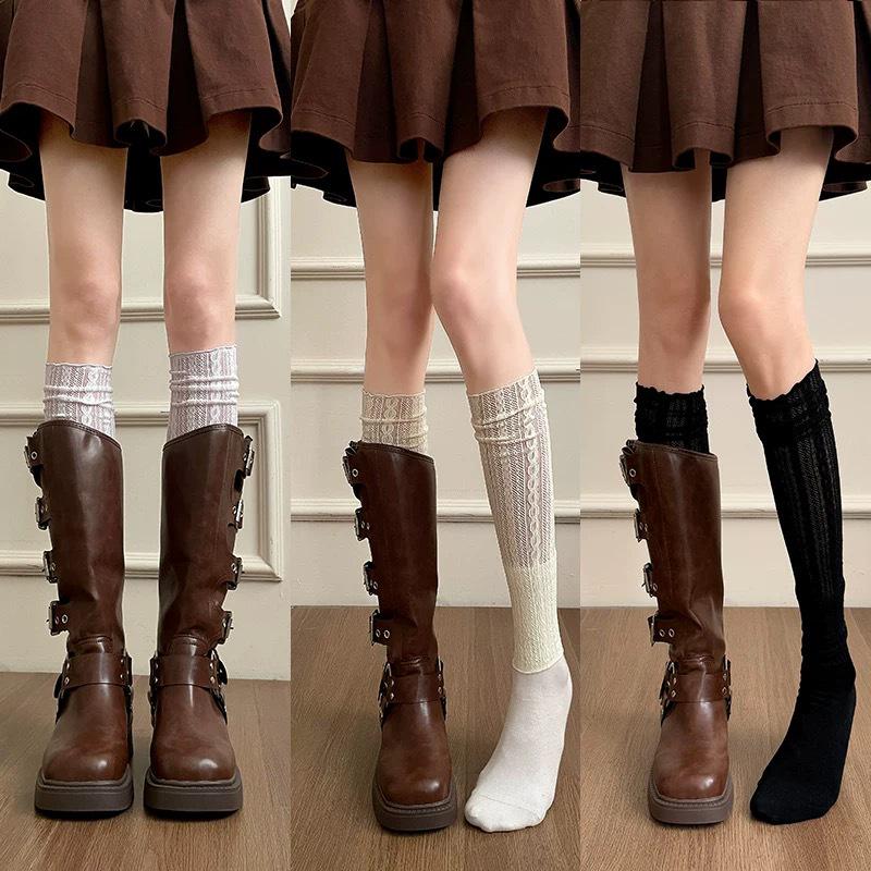 Women's White Lace Stacked Leg Warmers for Layering with Long Boots