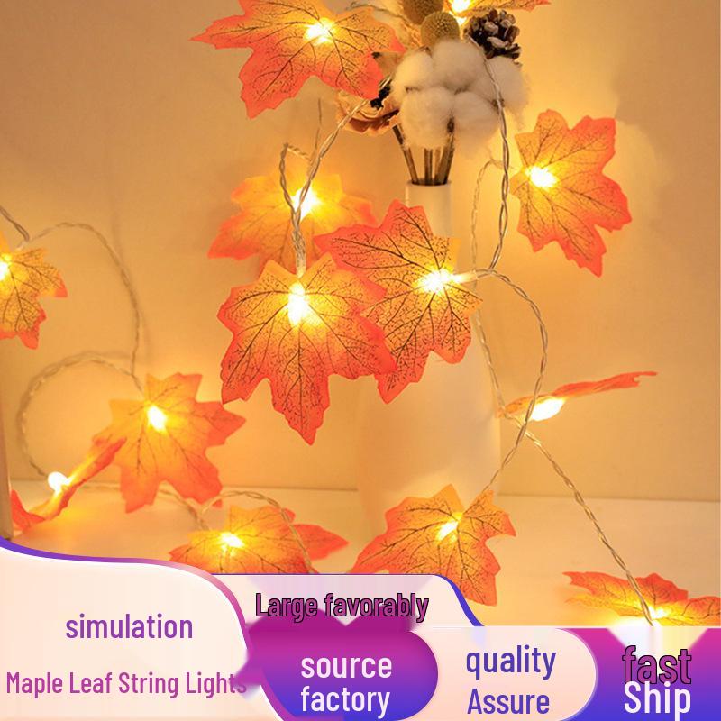 

LED Maple Leaf String Lights for Indoor Holiday Decoration, Battery-Powered Simulation Maple Leaves 1.5m 10 Lights USB разноцветный
