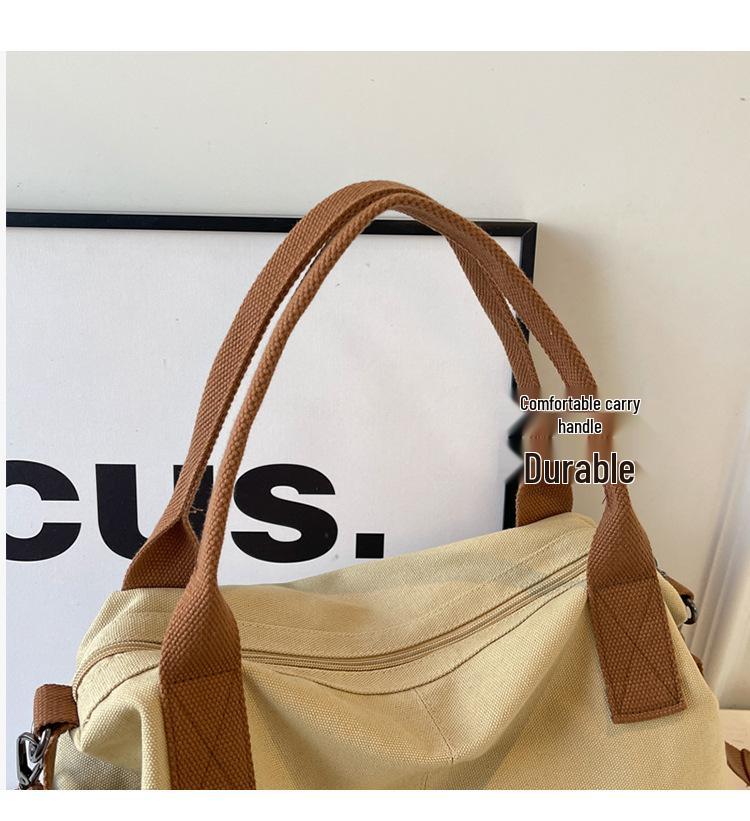 Large Capacity Retro Canvas Tote Bag: Simple, Fashionable Shoulder and Crossbody Bag for Women and Girls