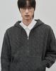 Work On Body Off Intre Semi-Overfit Cable Knitted Zip-Up Hoodie [Charcoal]