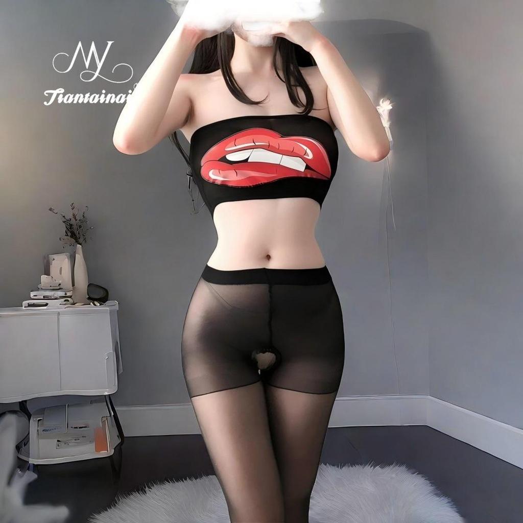 Sheer Temptation: Tearable Lingerie Bodysuit & Stockings Set