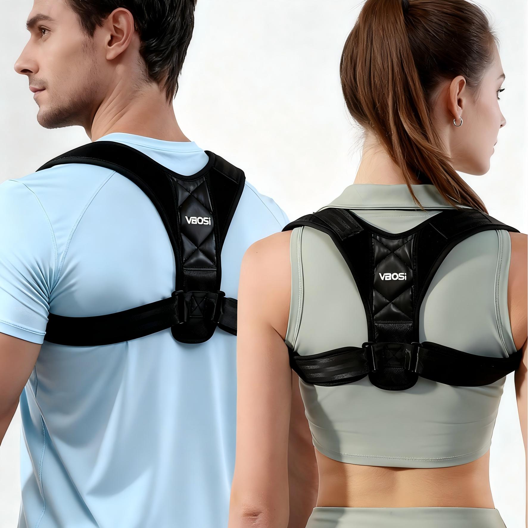 

Vbosi Adjustable Back Support Posture Corrector Belt For Men Women Comfortable Shoulder Support Sporty Design M чёрный