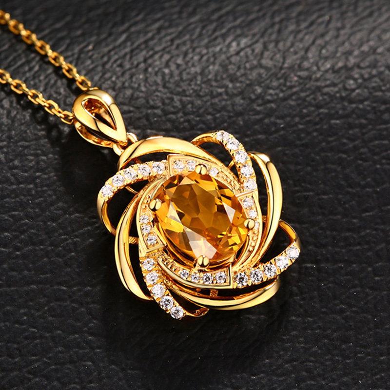 Neue Luxus Saphir Kristall Anhänger Halskette Für Frauen Elegante Oval Blume Spirale Charme Halskette Romantische Hochzeit Schmuck Bijoux