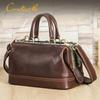 Fashionable Genuine Leather Women's Crossbody Handbag with Metal Hinges, Full-Grain Lambskin, Small Shoulder Bag