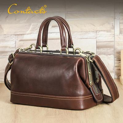 Fashionable Genuine Leather Women's Crossbody Handbag with Metal Hinges, Full-Grain Lambskin, Small Shoulder Bag